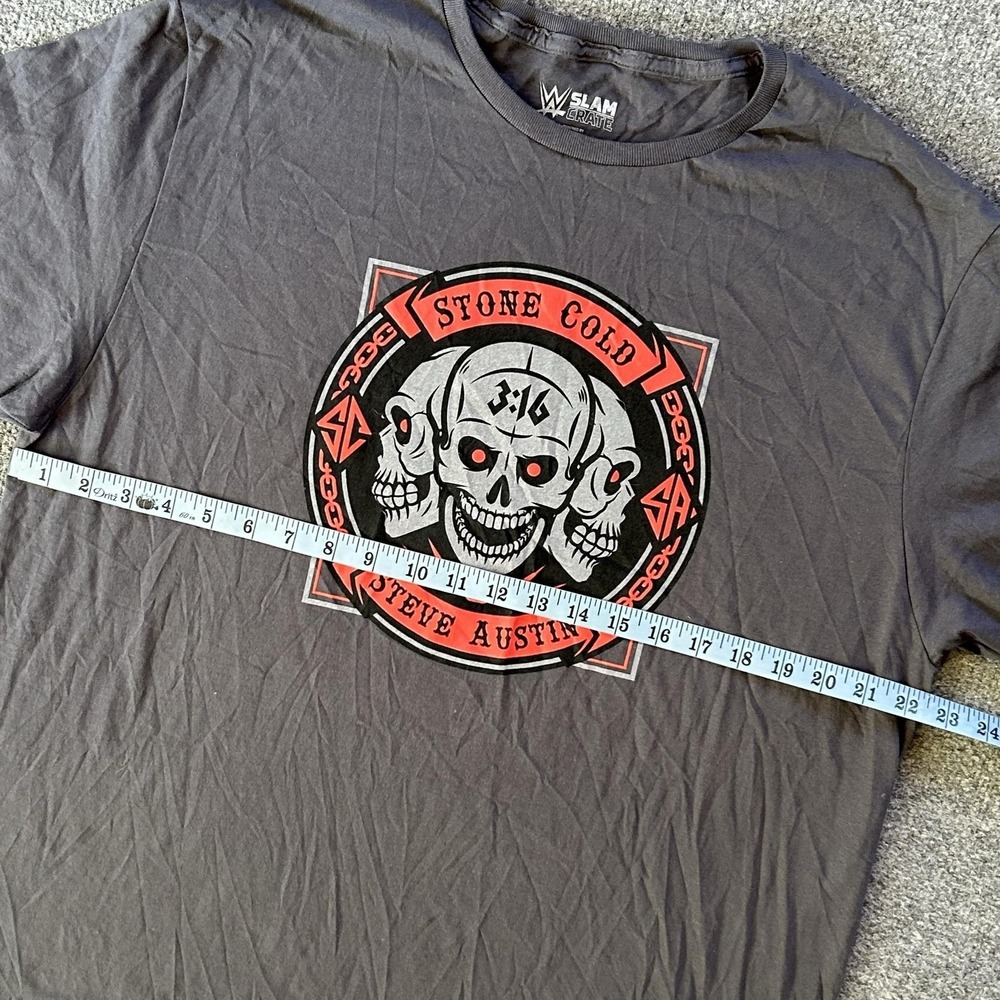 WWE Slam Crate Shirt‎ Mens XL Gray Stone Cold Steve Austin Skull Graphic Tee - Picture 4 of 6
